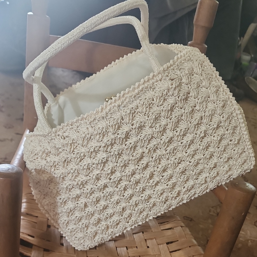 Elegant Cream Woven Tote Bag